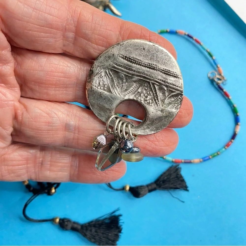 Bohemian Jewelry Natural Stone Beads Bird Sun Brooches Bracelets Pendant 7 pcs